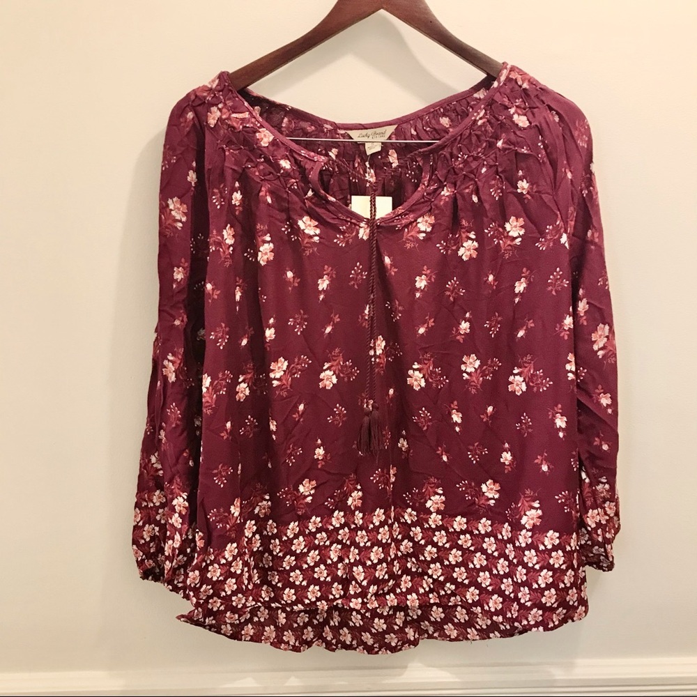 NWT Lucky Brand Boho Peasant Blouse small floral